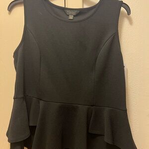 Thalia Sodi Black Textured Peplum Blouse